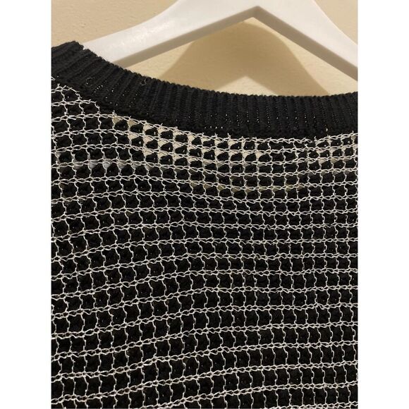 Apt 9 metallic pullover sweater silver and black 3/4 sleeve top size medium - Picture 6 of 10